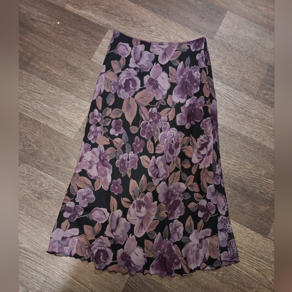 Y2k La Belle A-Line Skirt in Purple and Pink Floral Sz 1 Or S - Picture 4 of 4